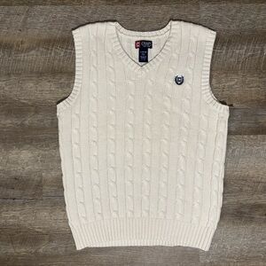 Chaps Ralph Lauren V-Neck Cream Cable Knit Sweater Vest